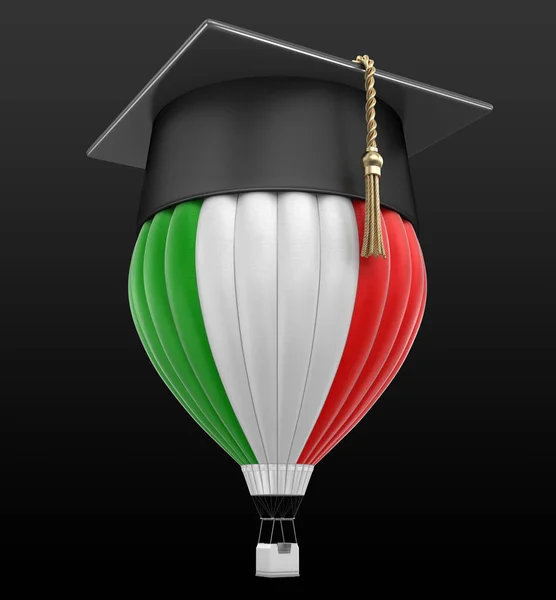Luftballong med italiensk flagg och gradering cap. Bild med urklippsbana — Stockfoto