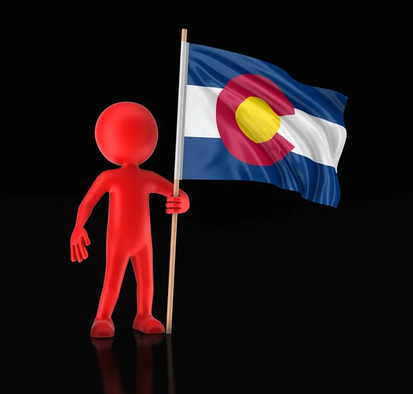 Homme et drapeau de l'État américain du Colorado. Image avec chemin de coupure — Photo