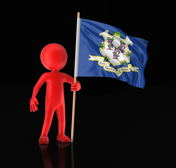 Homem e bandeira do estado americano de Connecticut. Imagem com caminho de recorte — Fotografia de Stock