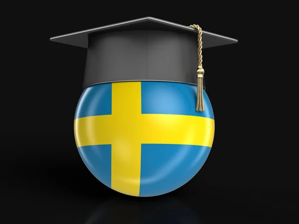 Studia a švédská vlajka. Obraz s ořezovou cestou — Stock fotografie