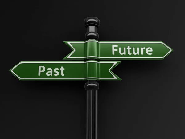 Past and Future pointers on signpost. Image with clipping path — Stock Photo, Image
