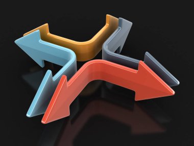 3D görüntü farklı yönlere ok. Görüntü kırpma yolu ile