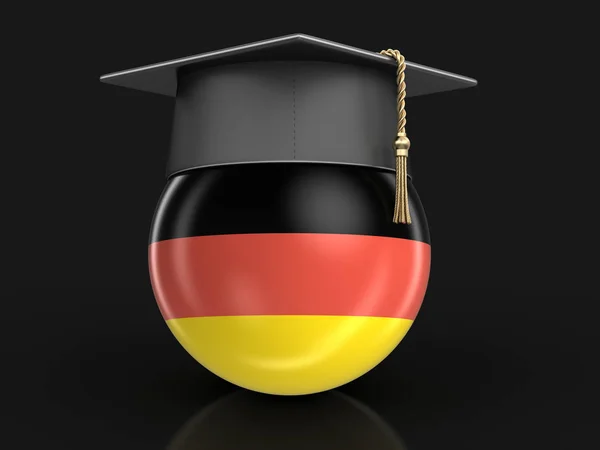 Graduation cap and German flag. Image with clipping path — Stock Photo, Image