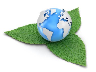 3D globe yapraklarda. Görüntü kırpma yolu ile 