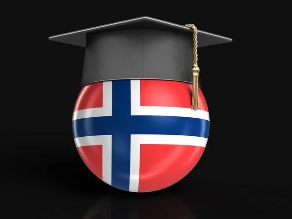 卒業の帽子とノルウェーの旗。クリッピング パスとイメージ — ストック写真