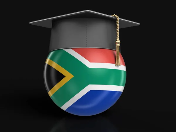 Graduation cap and flag of South African republic. Image with clipping path — Stock Photo, Image