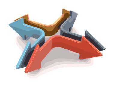 3D görüntü farklı yönlere ok. Görüntü kırpma yolu ile