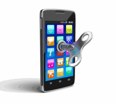 Dokunmatik ekran smartphone ile sarma anahtar. Görüntü kırpma yolu ile.