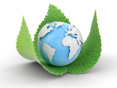 3D globe yapraklarda. Görüntü kırpma yolu ile 
