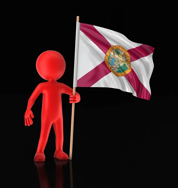 Man and flag of the US state of Florida. Imagen con ruta de recorte —  Fotos de Stock