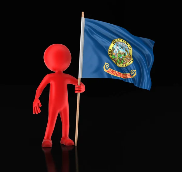 Man and flag of the US state of Idaho. Imagen con ruta de recorte — Foto de Stock