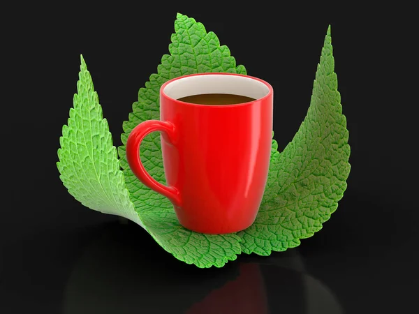 Su di caffè e foglie. Immagine con percorso di ritaglio — Foto Stock