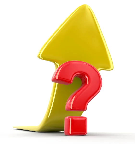 Question sign with arrow up. Image with clipping path — Stock Photo, Image