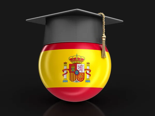 Graduation cap and Spanish flag. Image with clipping path — Stock Photo, Image