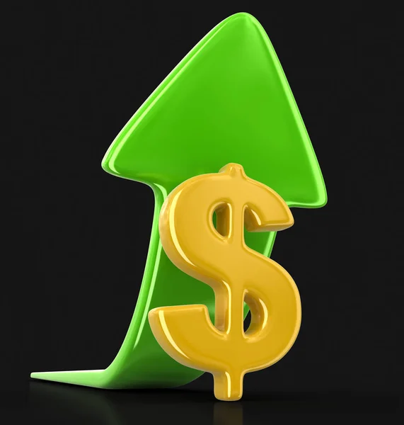 Dollar sign with arrow up. Image with clipping path — Stock Photo, Image