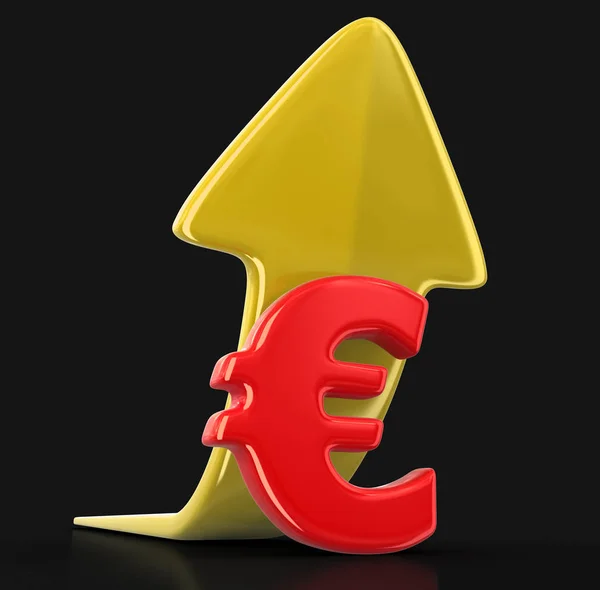 Symbol měny euro a šipka nahoru. Obraz s ořezovou cestou — Stock fotografie