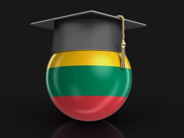 Mezuniyet kep ve Litvanya bayrağı. Görüntü kırpma yolu ile