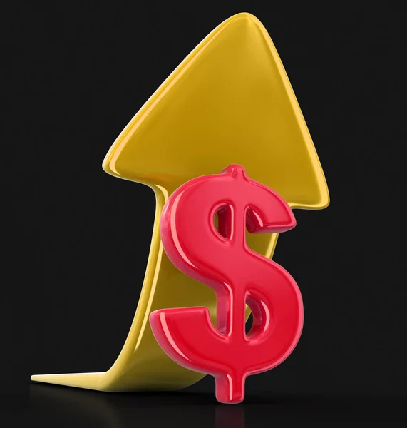 Dollar sign with arrow up. Image with clipping path — Stock Photo, Image