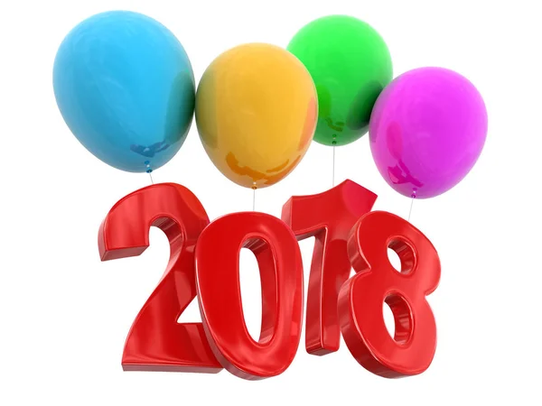 Bild von 2018 auf Luftballons. Bild mit Ausschnittspfad — Stockfoto