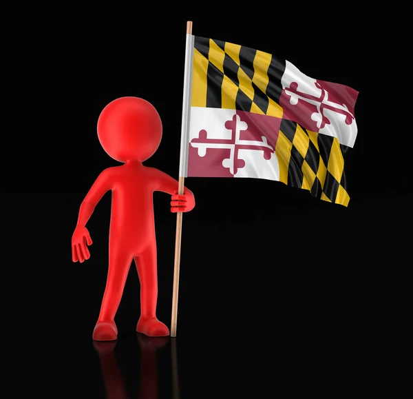 Man and flag of the US state of Maryland. Imagen con ruta de recorte — Foto de Stock