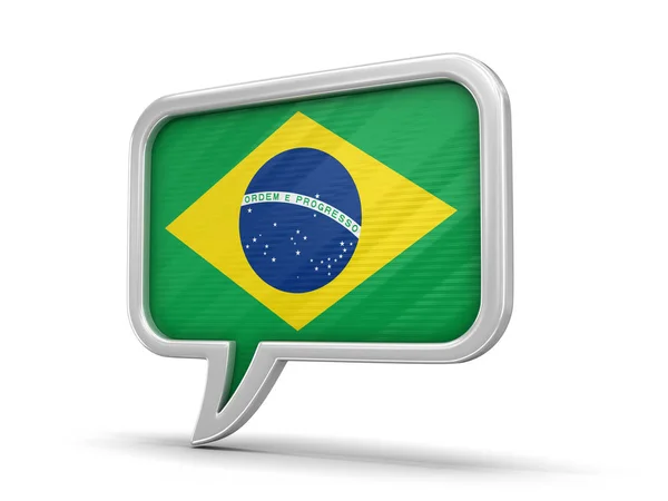 Sprechblase mit brasilianischer Flagge. Bild mit Ausschnittspfad — Stockfoto