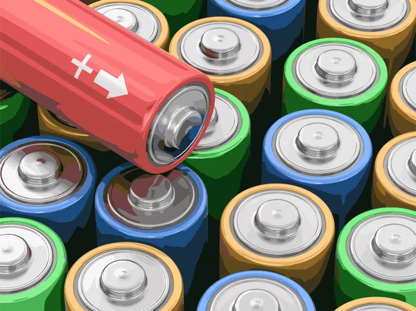 3D beeld van de batterijen — Stockvector