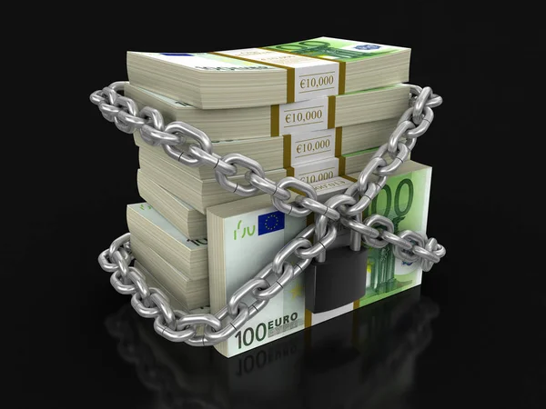 Pile of Euro and lock. Image with clipping path — Stock Vector