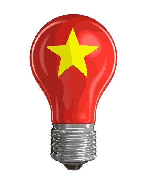 Ampoule avec drapeau vietnamien. Image avec chemin de coupure — Image vectorielle