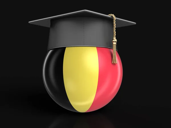 毕业帽和比利时国旗。图像的剪切路径 — 图库照片