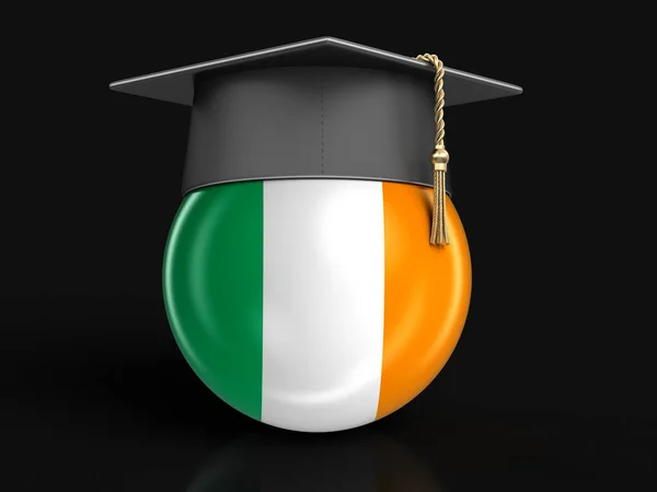 Gorra de graduación y bandera irlandesa. Imagen con ruta de recorte —  Fotos de Stock