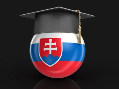 Mezuniyet kep ve Slovak bayrak. Görüntü kırpma yolu ile