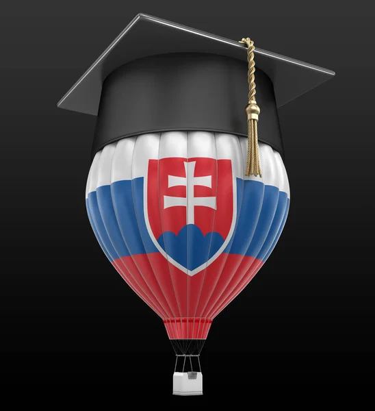 热气球与斯洛伐克国旗和毕业帽。图像的剪切路径 — 图库照片
