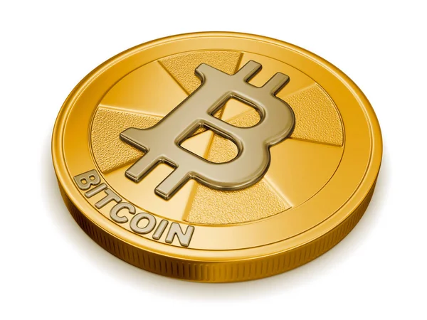 Goldener Bitcoin. Bild mit Ausschnittspfad — Stockfoto