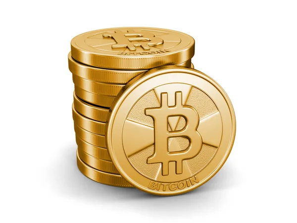 Goldener Bitcoin. Bild mit Ausschnittspfad — Stockfoto