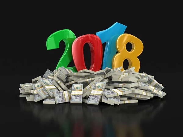 新的一年 2018年和美元。图像的剪切路径 — 图库照片
