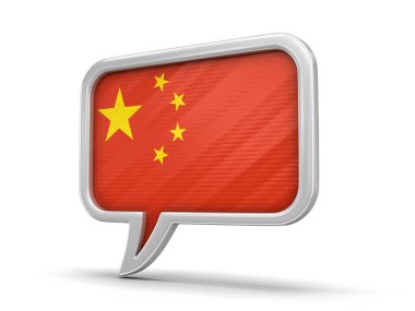 Çin bayrağı ile konuşma balonu. Görüntü kırpma yolu ile