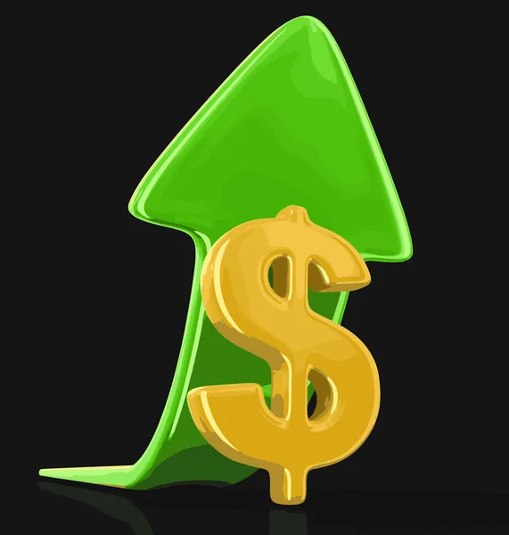 Signe de dollar avec flèche vers le haut. Image avec chemin de coupure — Image vectorielle