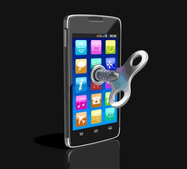 Dokunmatik ekran smartphone ile sarma anahtar. Görüntü kırpma yolu ile.