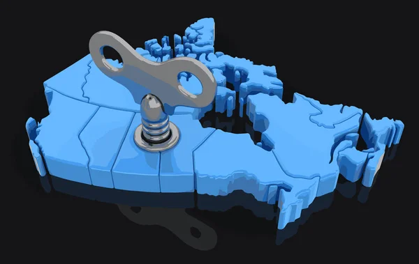 Mappa del Canada con chiave di carica. Immagine con percorso di ritaglio . — Vettoriale Stock