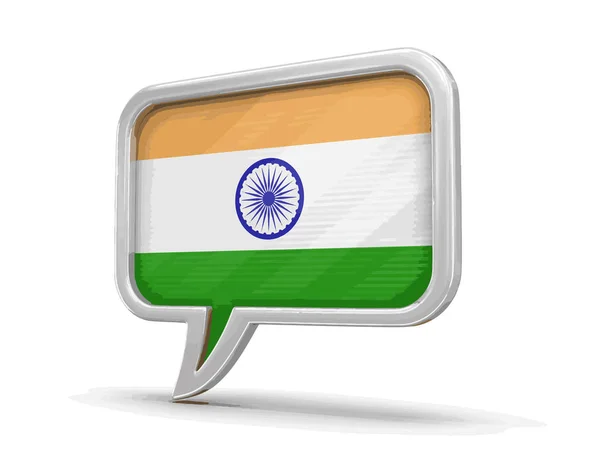 Bolla di discorso con bandiera indiana. Immagine con percorso di ritaglio — Vettoriale Stock