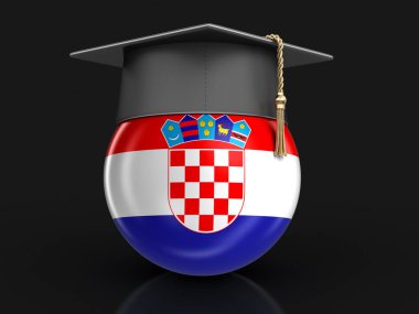 Mezuniyet kep ve Hırvat bayrak. Görüntü kırpma yolu ile