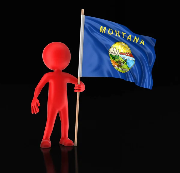 Man and flag of the US state of Montana. Image with clipping path — Stock Photo, Image