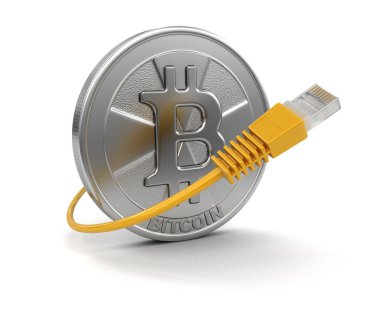 Bilgisayar kablo ve Bitcoin. Görüntü kırpma yolu ile