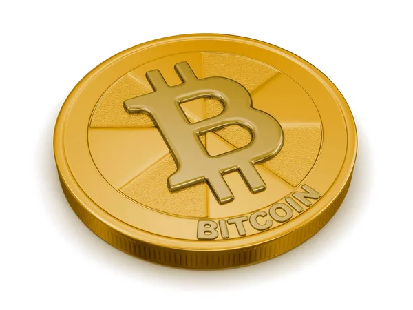 Goldener Bitcoin. Bild mit Ausschnittspfad — Stockfoto
