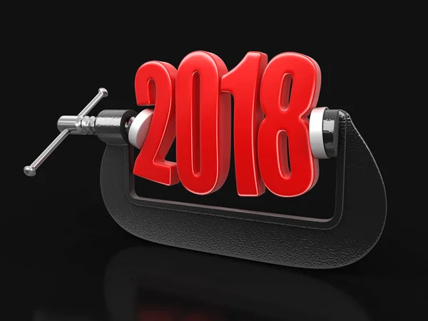 2018 in klem. Afbeelding met uitknippad — Stockfoto