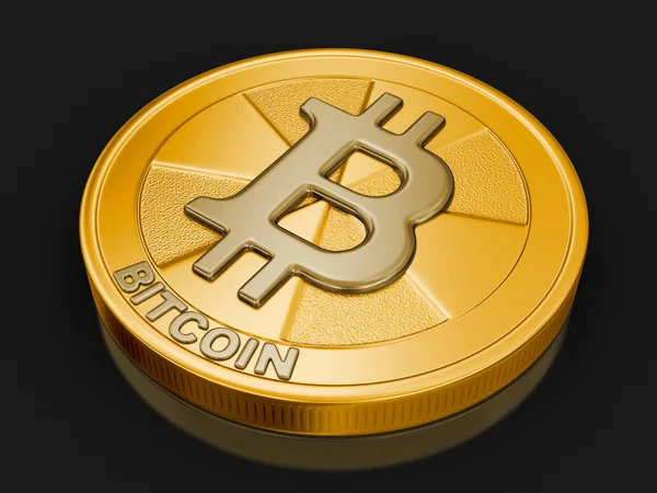 Goldener Bitcoin. Bild mit Ausschnittspfad — Stockfoto