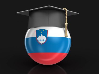 Mezuniyet kep ve Slovence bayrak. Görüntü kırpma yolu ile