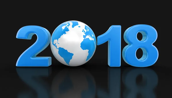 Globe with 2018. Image with clipping path.