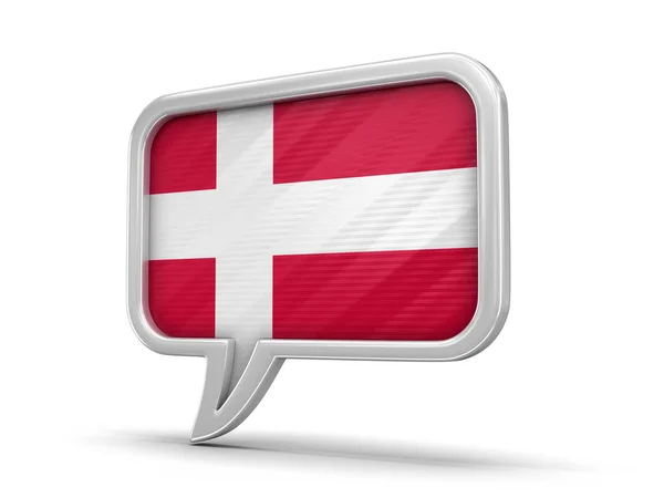 Beszéd buborék a dán zászlót. Kép Vágógörbe — Stock Fotó