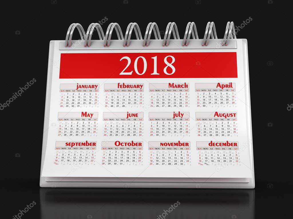 Calendar 2018 (clipping path included)
